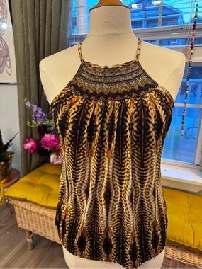 Worthington Brown and Tan Patterned Halter Camisole